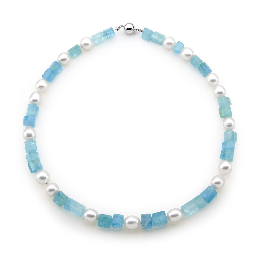 Edwardian era aquamarine and pearl necklace